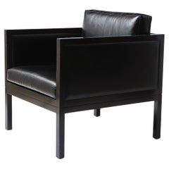 MEIER/FERRER Modernist Leather, Wood and Metal Club Chair, USA 2010