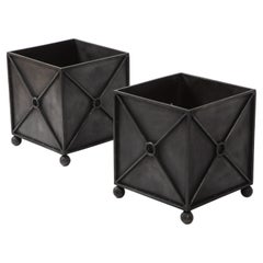 Pair of Patinated Steel Planter, USA 1970's