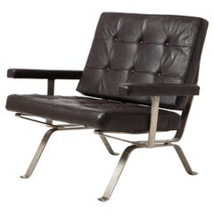 Bauhaus Style Visitor Lounge Chair in Black Leather, Germany 1960's