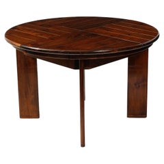 Vintage Silvio Coppola Large Round Expandable Dining Table in Pine, Italy 1960's