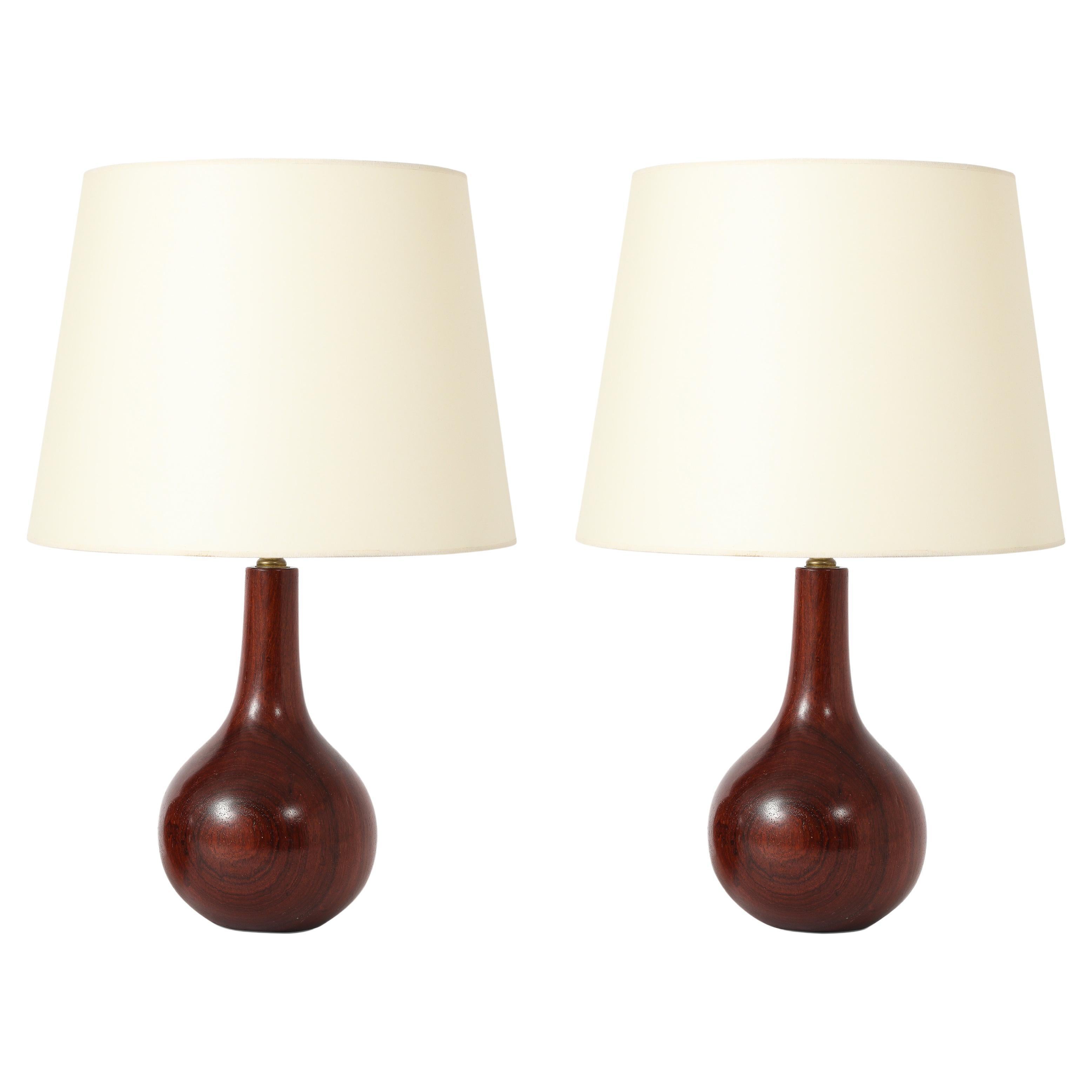 Lampes de table en bois de rose, Danemark, années 1960 en vente