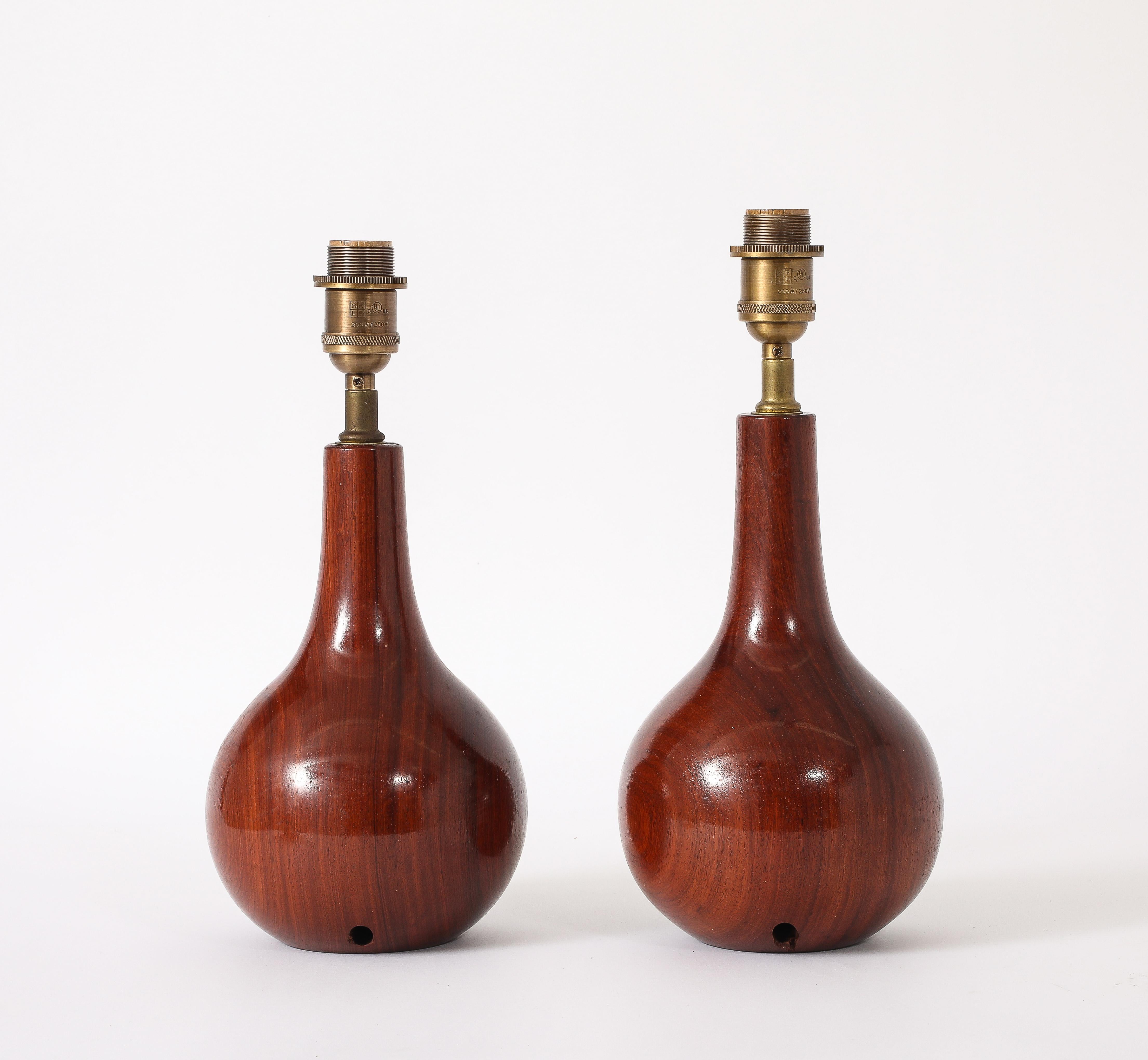 Lampes de table en bois de rose, Danemark, années 1960 en vente 2