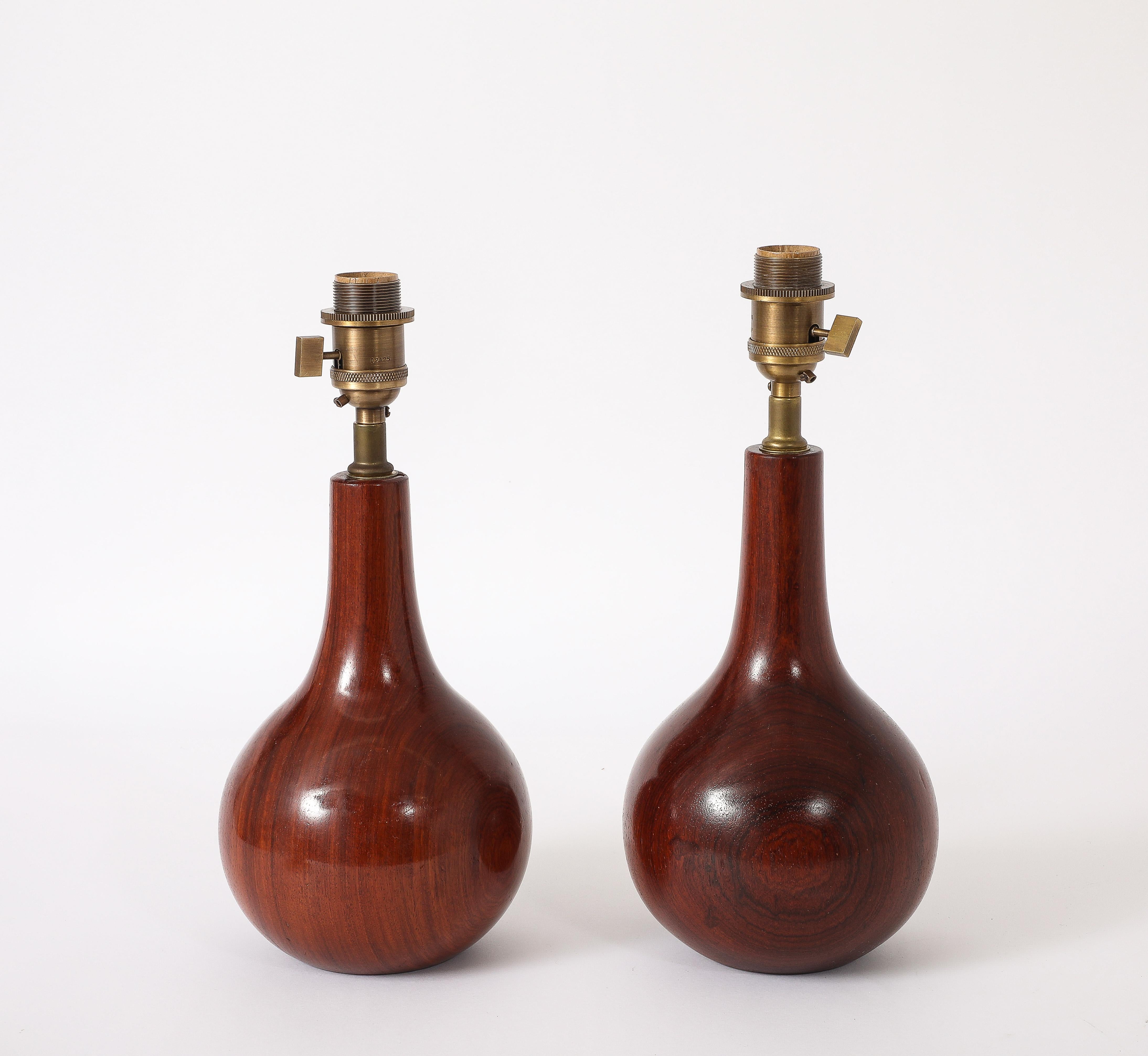 Lampes de table en bois de rose, Danemark, années 1960 en vente 4