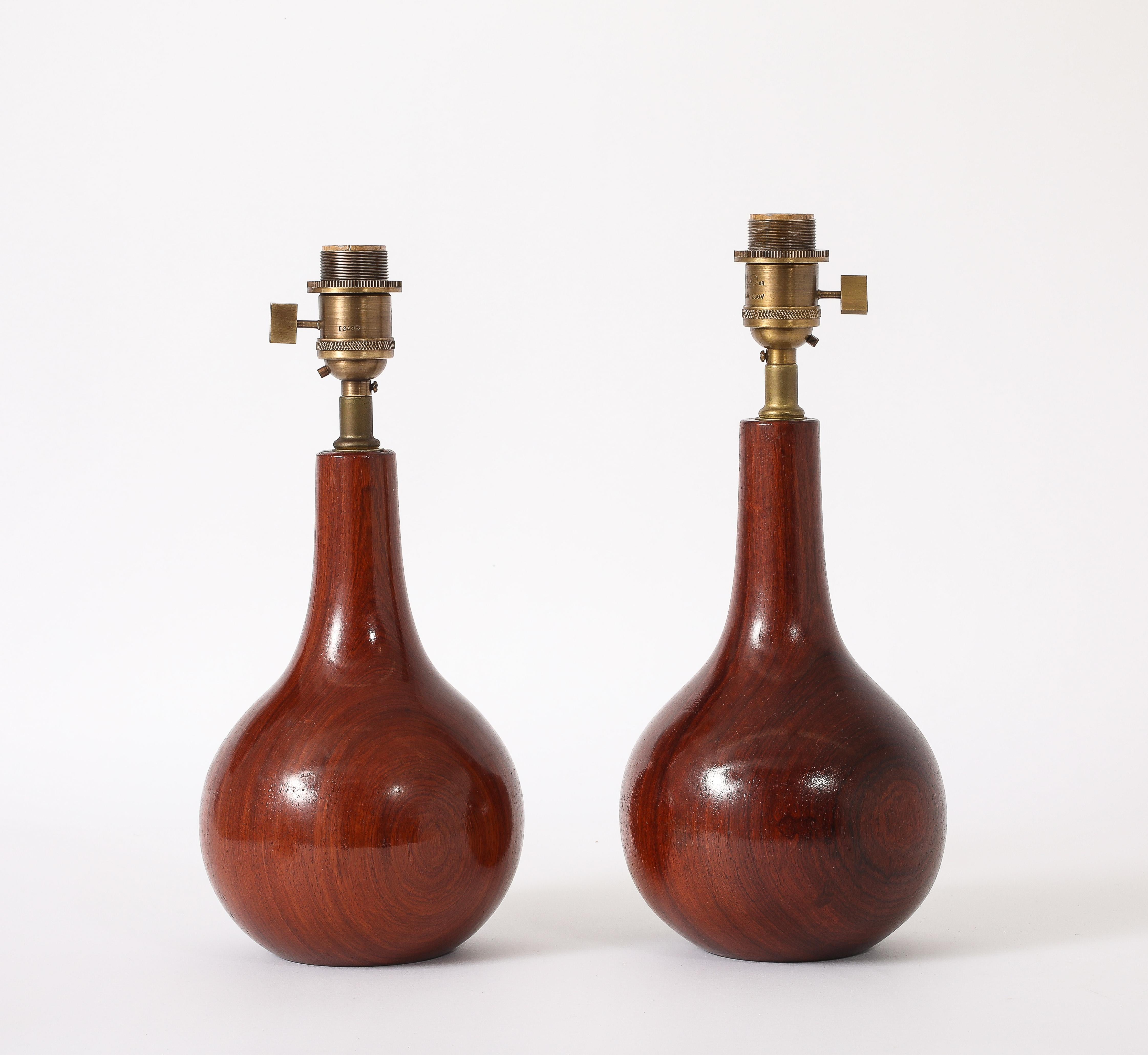 Lampes de table en bois de rose, Danemark, années 1960 en vente 3