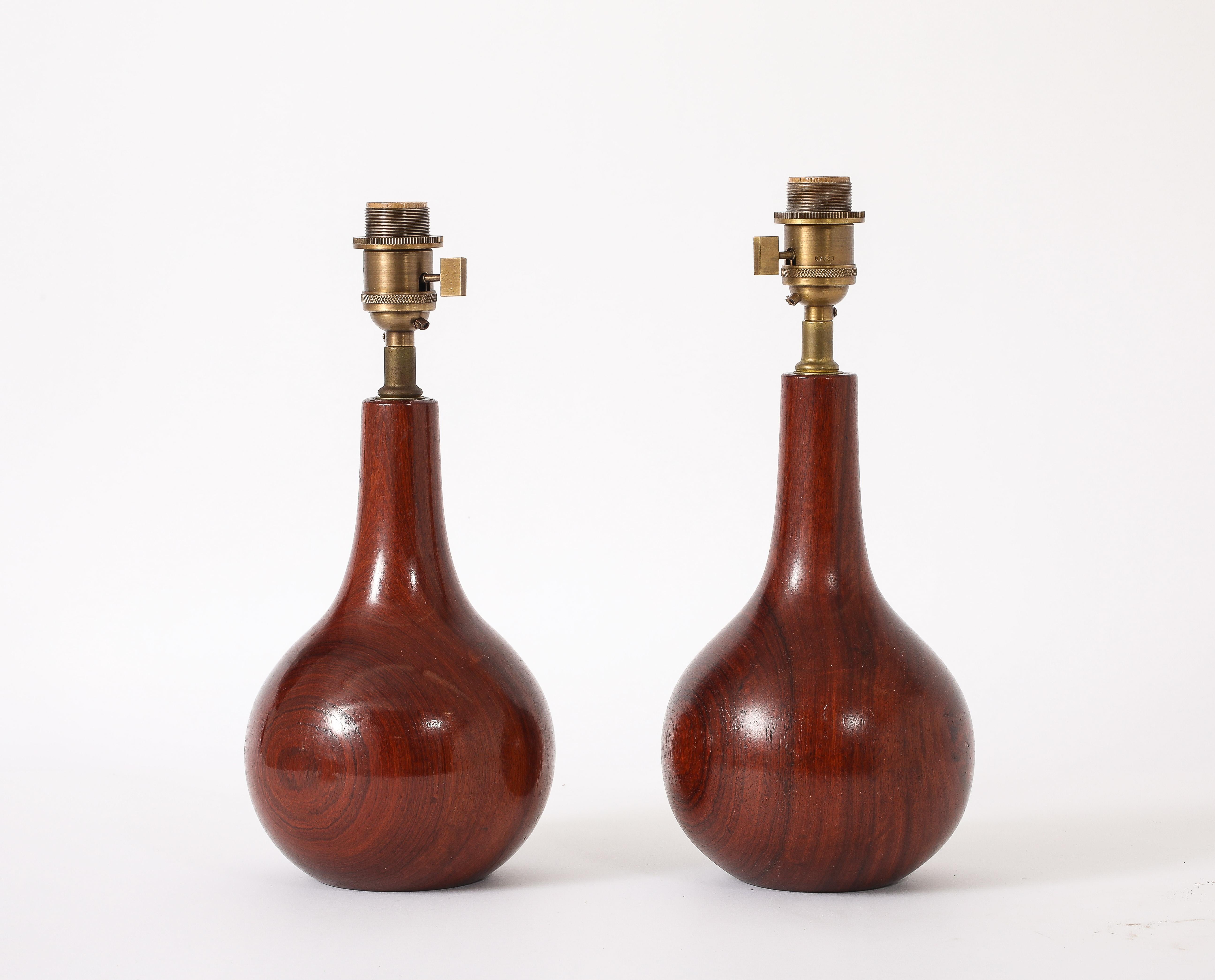 Bois de rose Lampes de table en bois de rose, Danemark, années 1960 en vente
