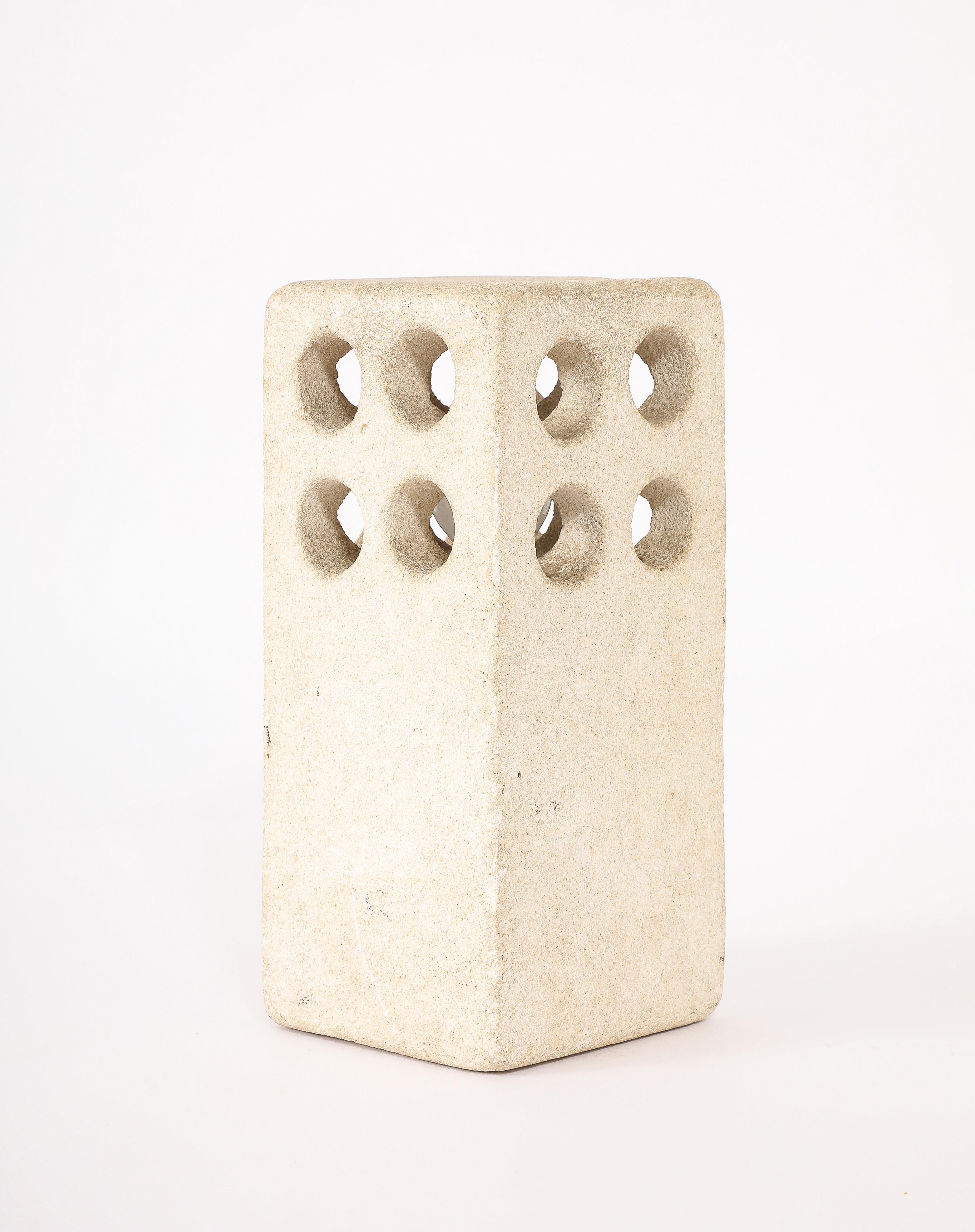 Tormos Pierced Block Lamp, France 1960's In Good Condition For Sale In New York, NY