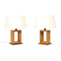 Pair of Bamboo Table Lamps, USA 1940's