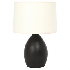 Black Glazed Ceramic Table Lamp, France 1960's