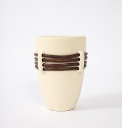 Keramis Ceramic and Leather Vase, France 1950's
