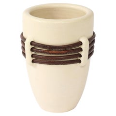 Keramis Ceramic and Leather Vase, France 1950's
