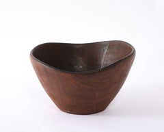 Large Carved Walnut Bowl, Denmark 1960's