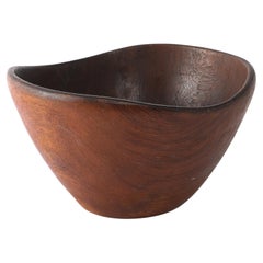 Large Carved Walnut Bowl, Denmark 1960's