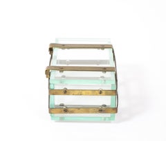 Brass and Saint Gobain Crystal Box, France, 1940s
