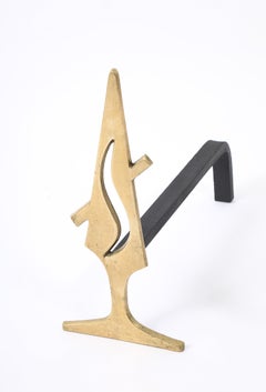 Abstract Bronze Andirons, France, 1960s
