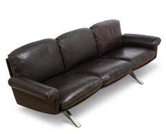 De Sede Sofa, Brown Leather & Aluminum, 1970s Switzerland