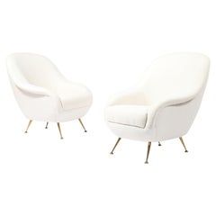Egg Chairs by Dassi with Bouclé Upholstery, Italy 1950's
