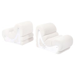 Slipper Chairs by Kappa, Faux Shearling, France 1970s