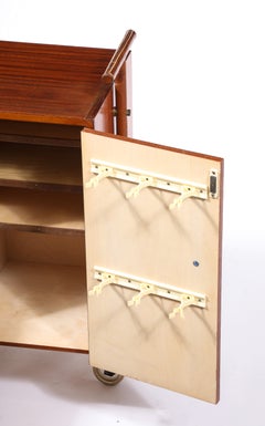 Italian Mid-Century Modern Drinks Cart, Walnut & Brass, 1960s