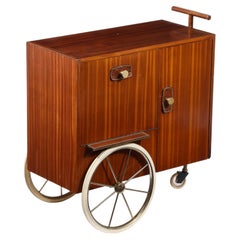 Italian Mid-Century Modern Drinks Cart, Walnut & Brass, 1960s