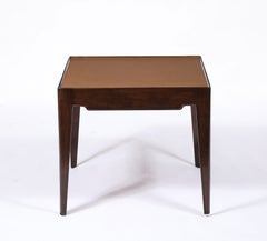 Mid-Century Modern Walnut End Tables with Leather Top, USA, 1950s