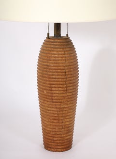 Large Palm Wood Lamp, France 1960's