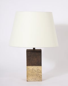 Ceramic & Travertine Table Lamp, Italy 1960's