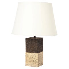 Ceramic & Travertine Table Lamp, Italy 1960's