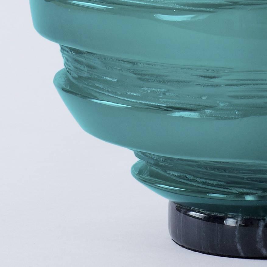 Modern Handblown Blue Green Glass Gemini Table Lamp, ANDREW HUGHES For Sale
