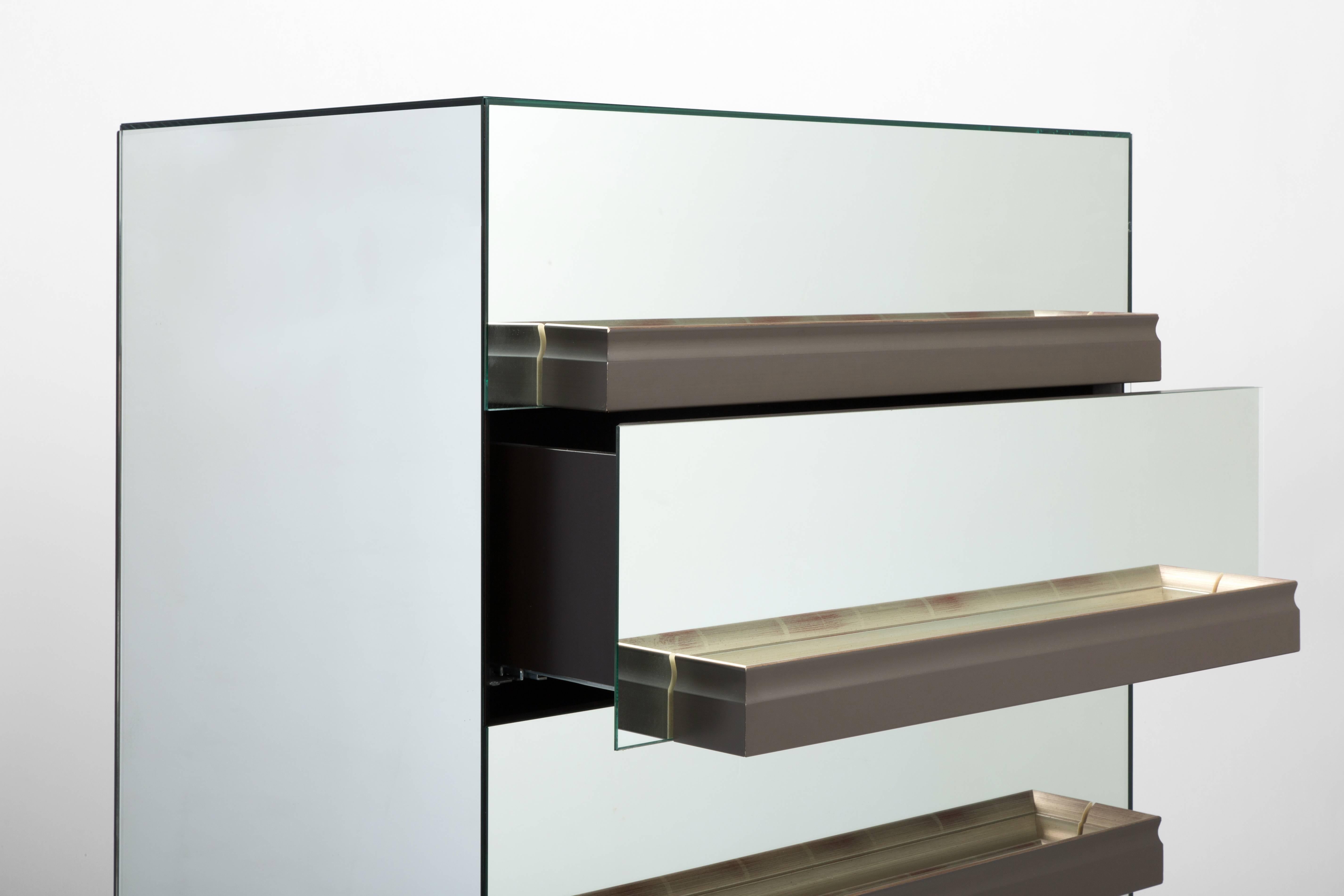 American Handmade Glass, Metal and Wood Illusion Dresser, Luis Pons