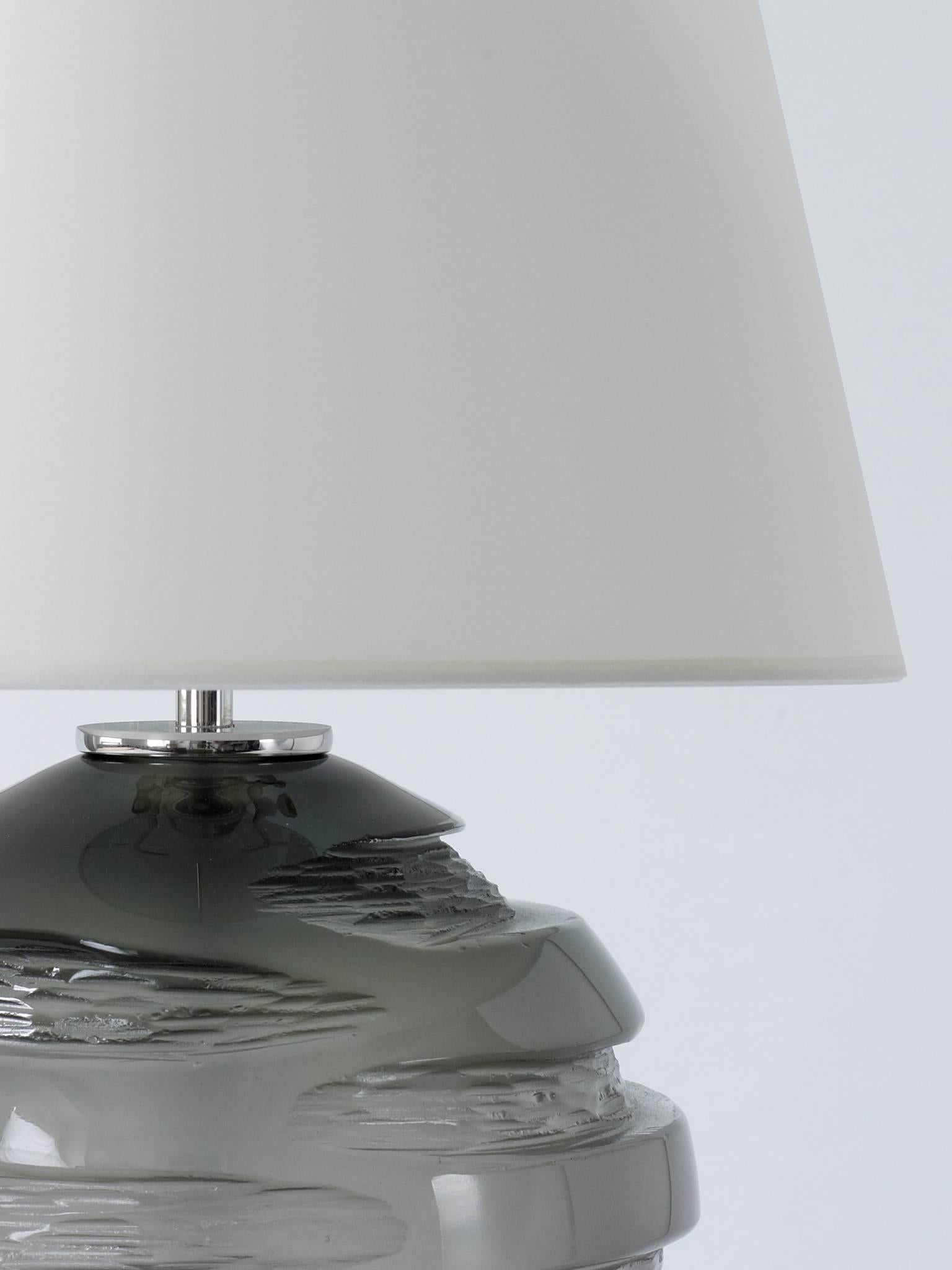 Modern Handblown Grey Glass Gemini Table Lamp, Andrew Hughes