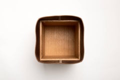 Handmade Leather and Oak Trash Can, Erik Gustafson