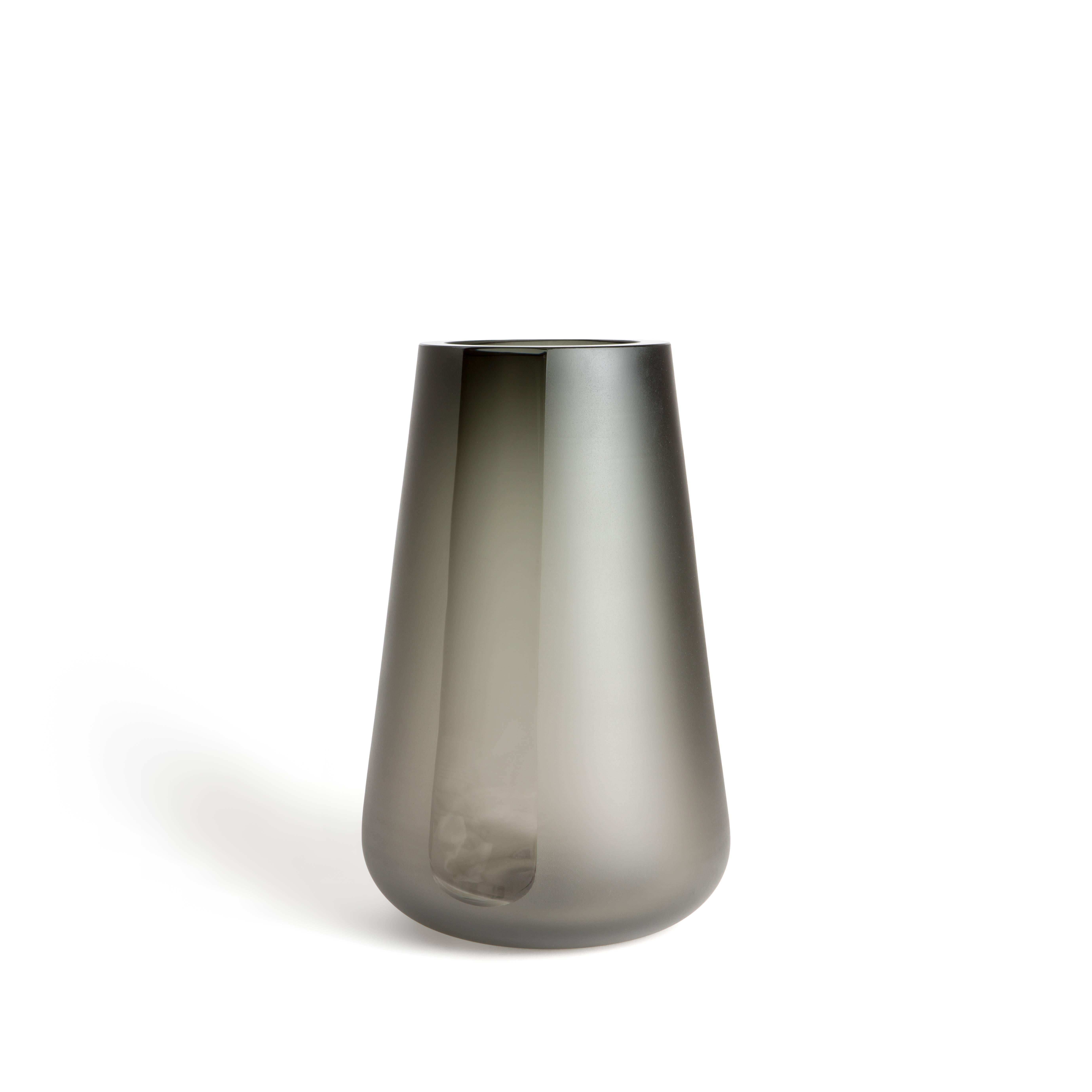 smoked grey glass vase