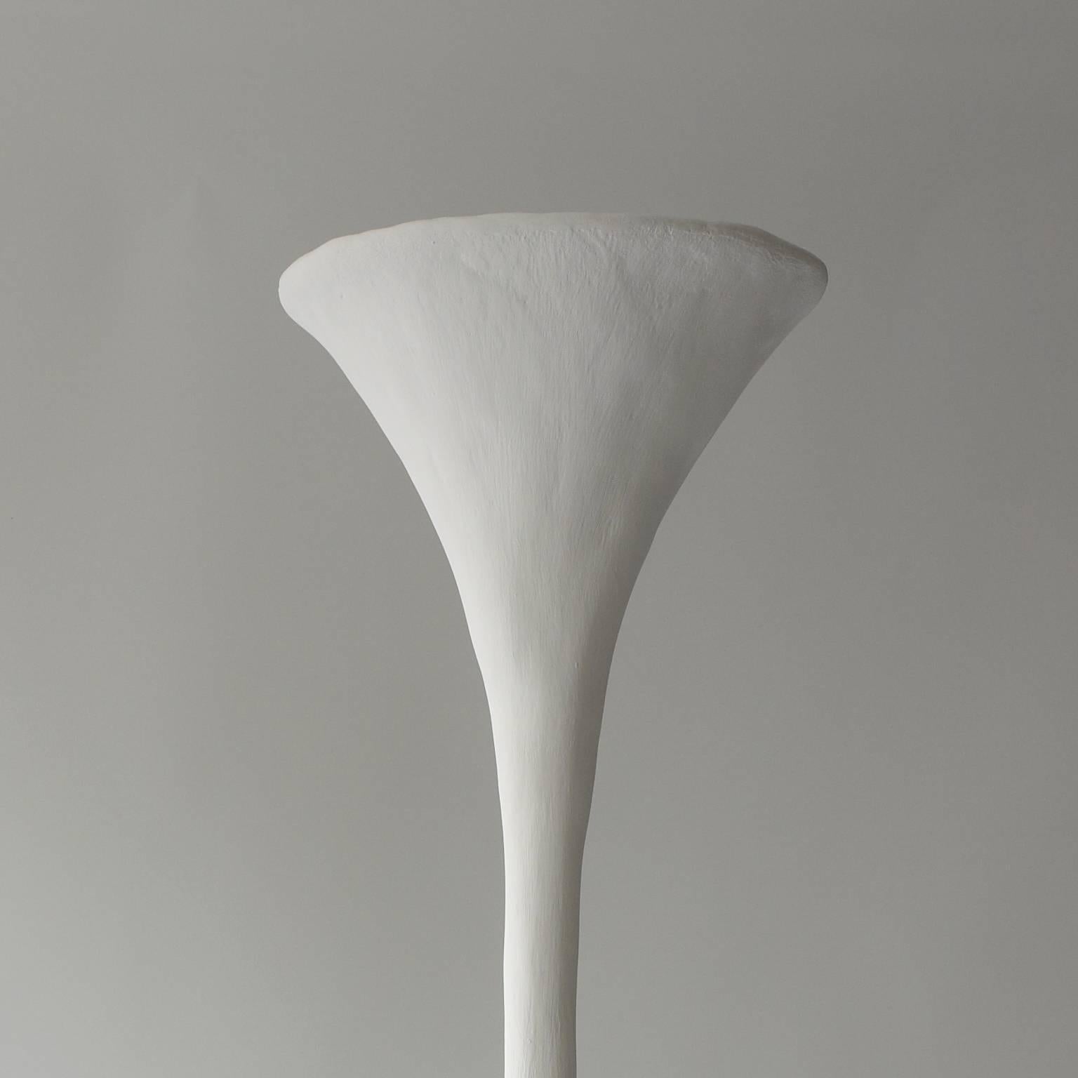 American Handmade Single White Plaster Torchiere, Kacper Dolatowski