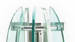 Pair of Chrome and Glass Signed 1970s Veca Wall Sconces