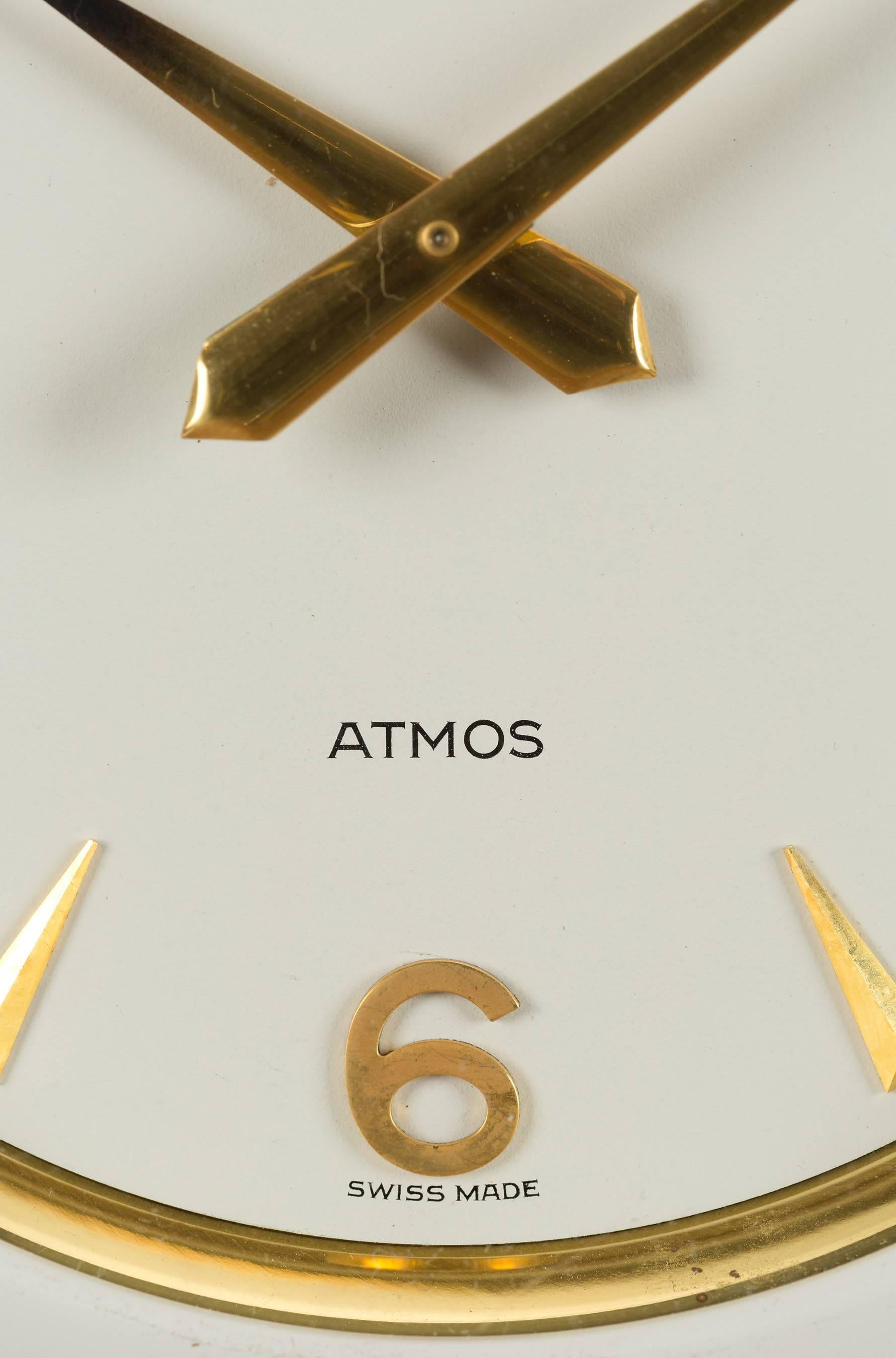 Gold-Plated Marina Atmos Clock by Jaeger Le Coultre For Sale 1