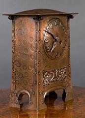 Arts and Crafts Copper Mantel Clock, circa 1890