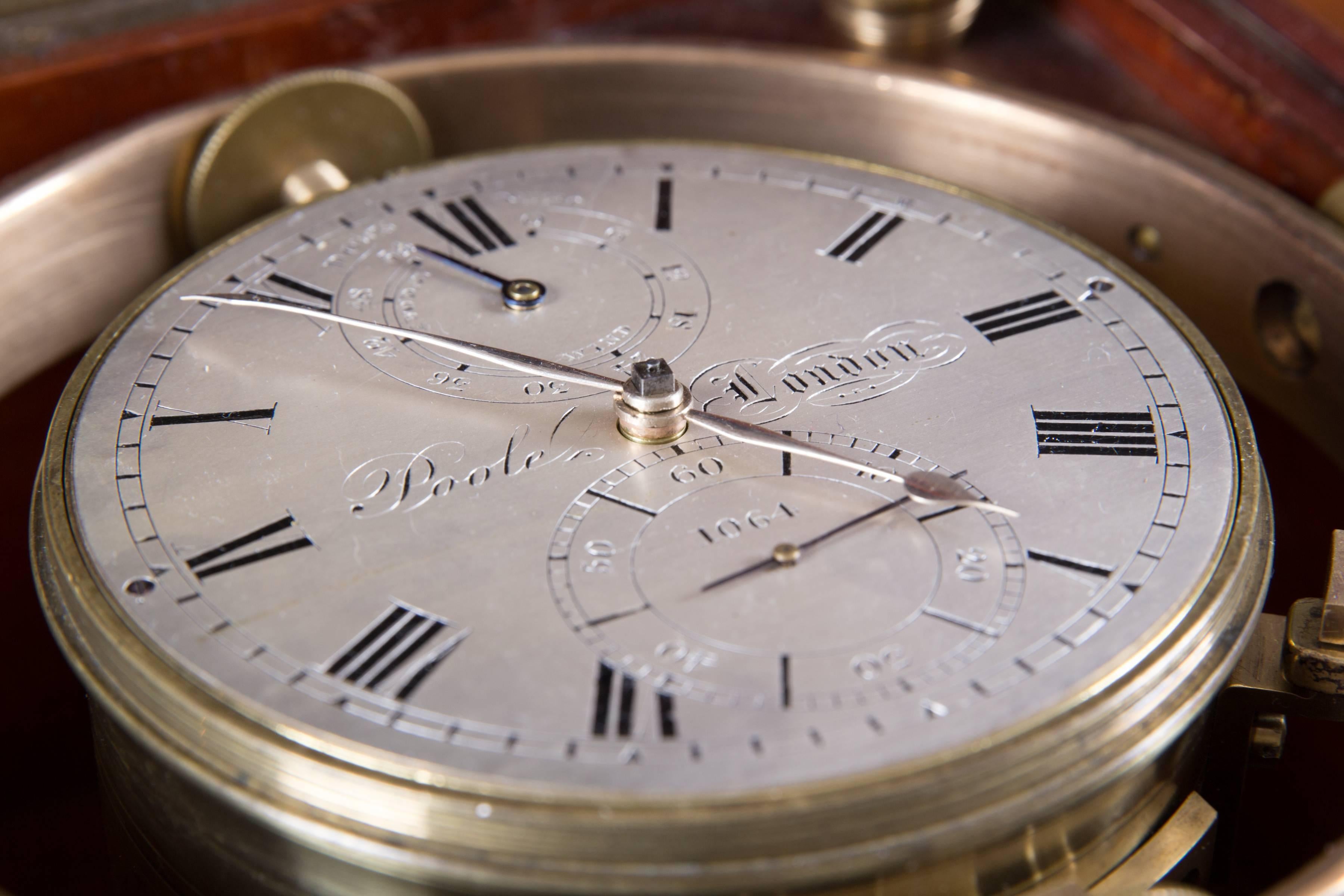 English Antique Marine Chronometer by John Poole, London, circa 1846 For Sale