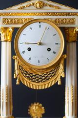 French Directoire Ormolu and White Marble Clock