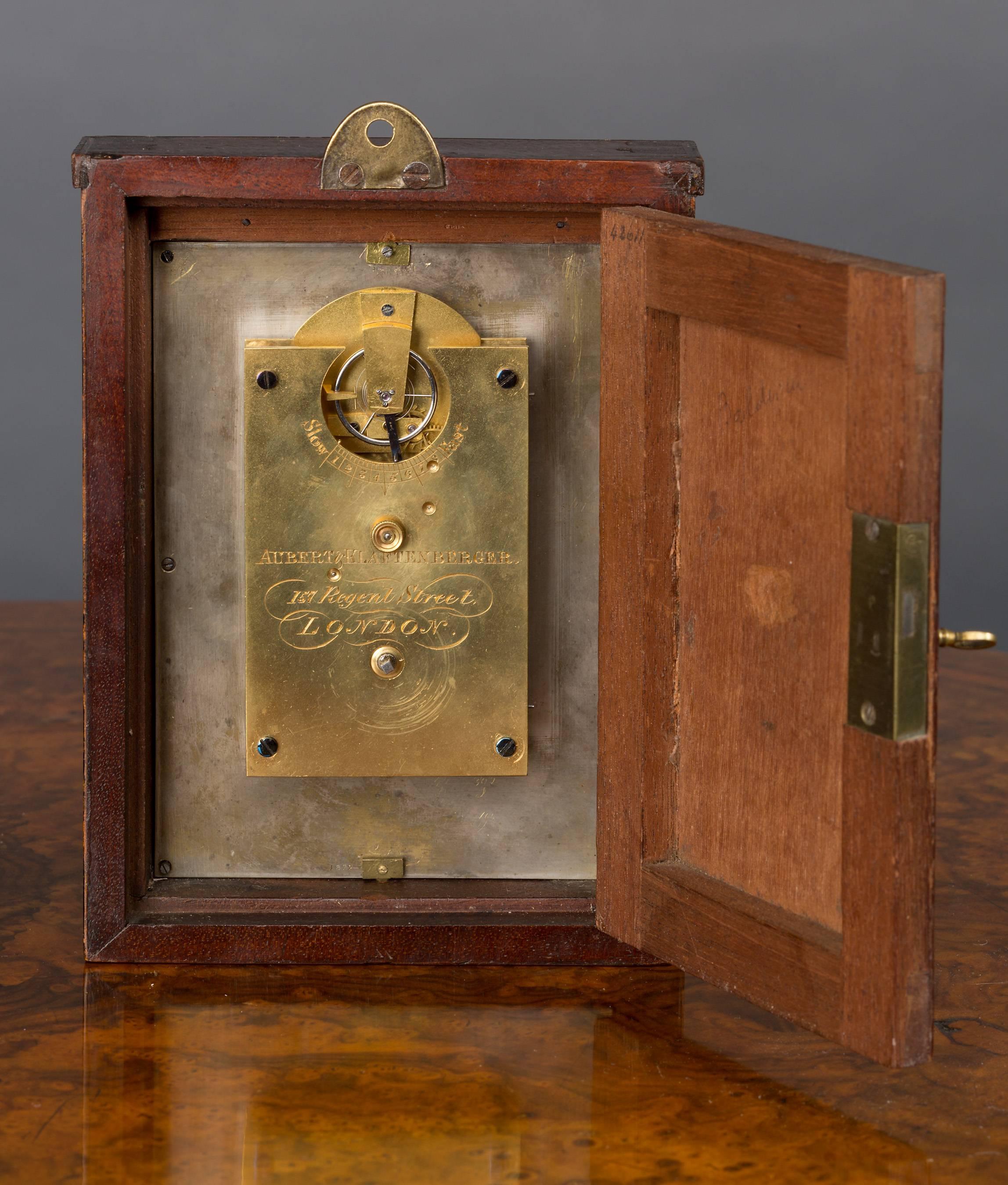 Mahogany Sedan Clock, circa 1850 In Good Condition For Sale In Norwich, Norfolk