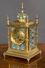 French Gilt Brass and Champleve Mantel Clock