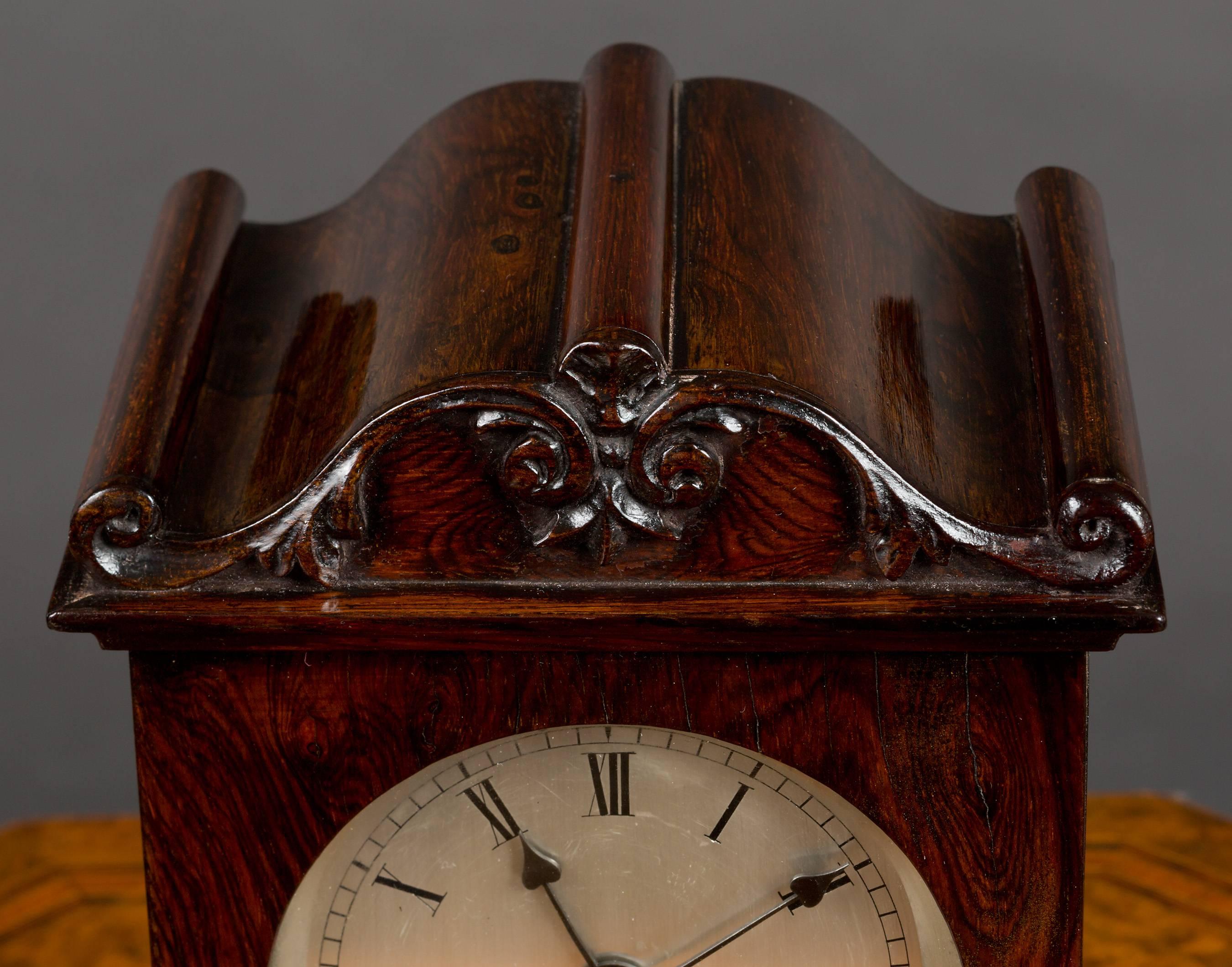 Victorian Miniature Rosewood Bracket Clock In Good Condition For Sale In Norwich, Norfolk
