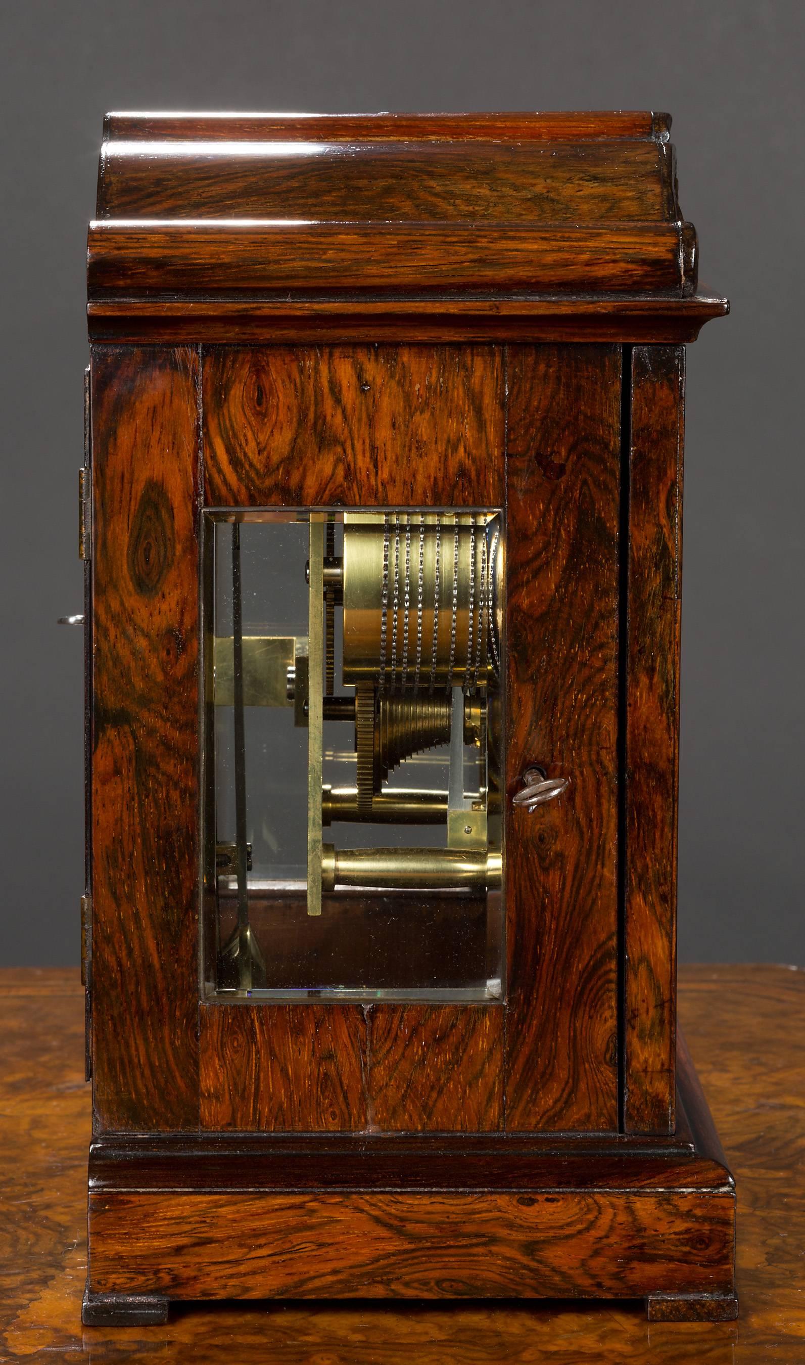 Victorian Miniature Rosewood Bracket Clock For Sale 1