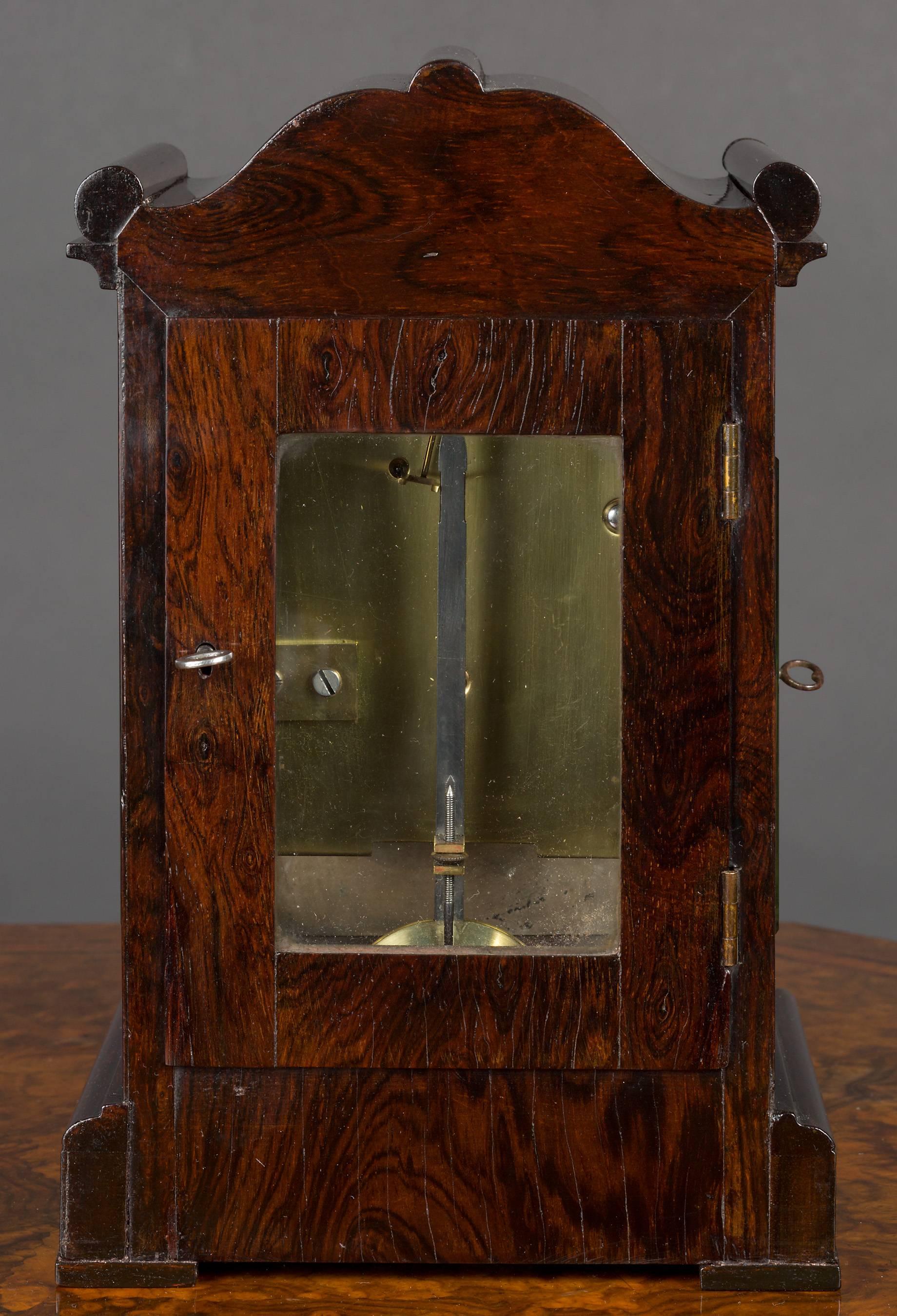 Victorian Miniature Rosewood Bracket Clock For Sale 2