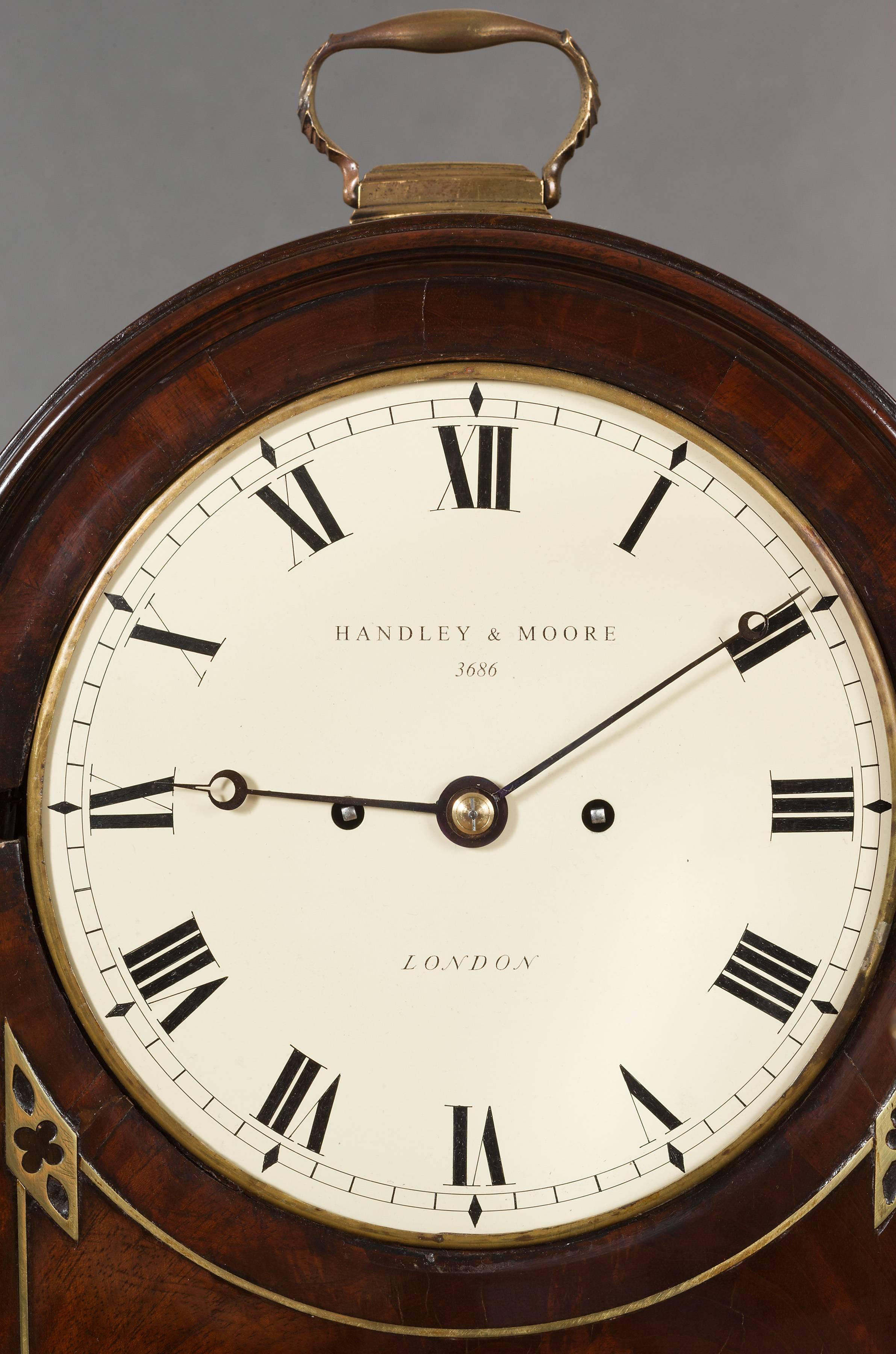Mahogany Georgian Bracket Clock by Handley & Moore, London For Sale