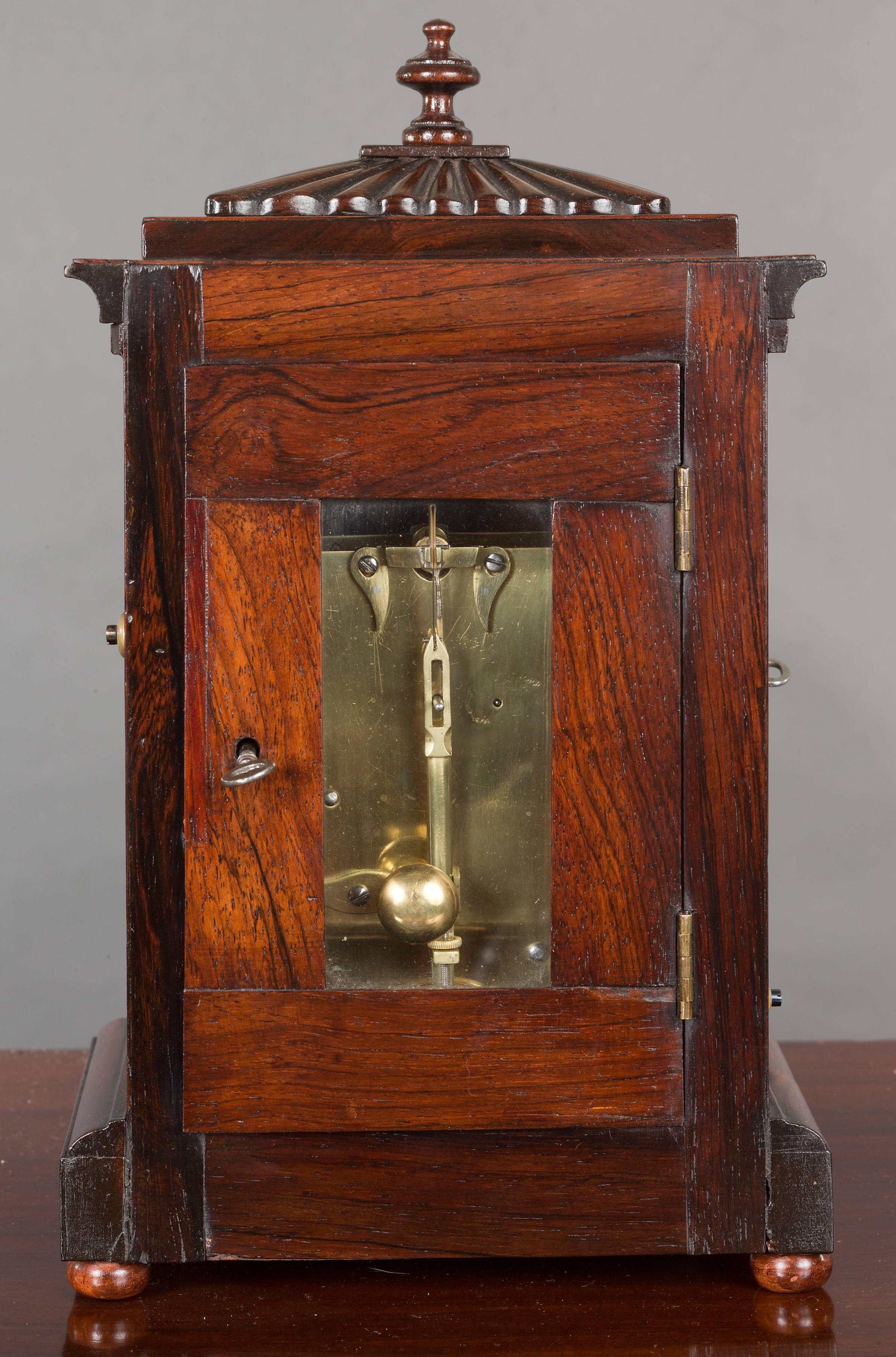 Victorian Rosewood Miniature Bracket Clock by King, Lynn For Sale
