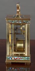 French Carriage Clock with Champleve Decoration