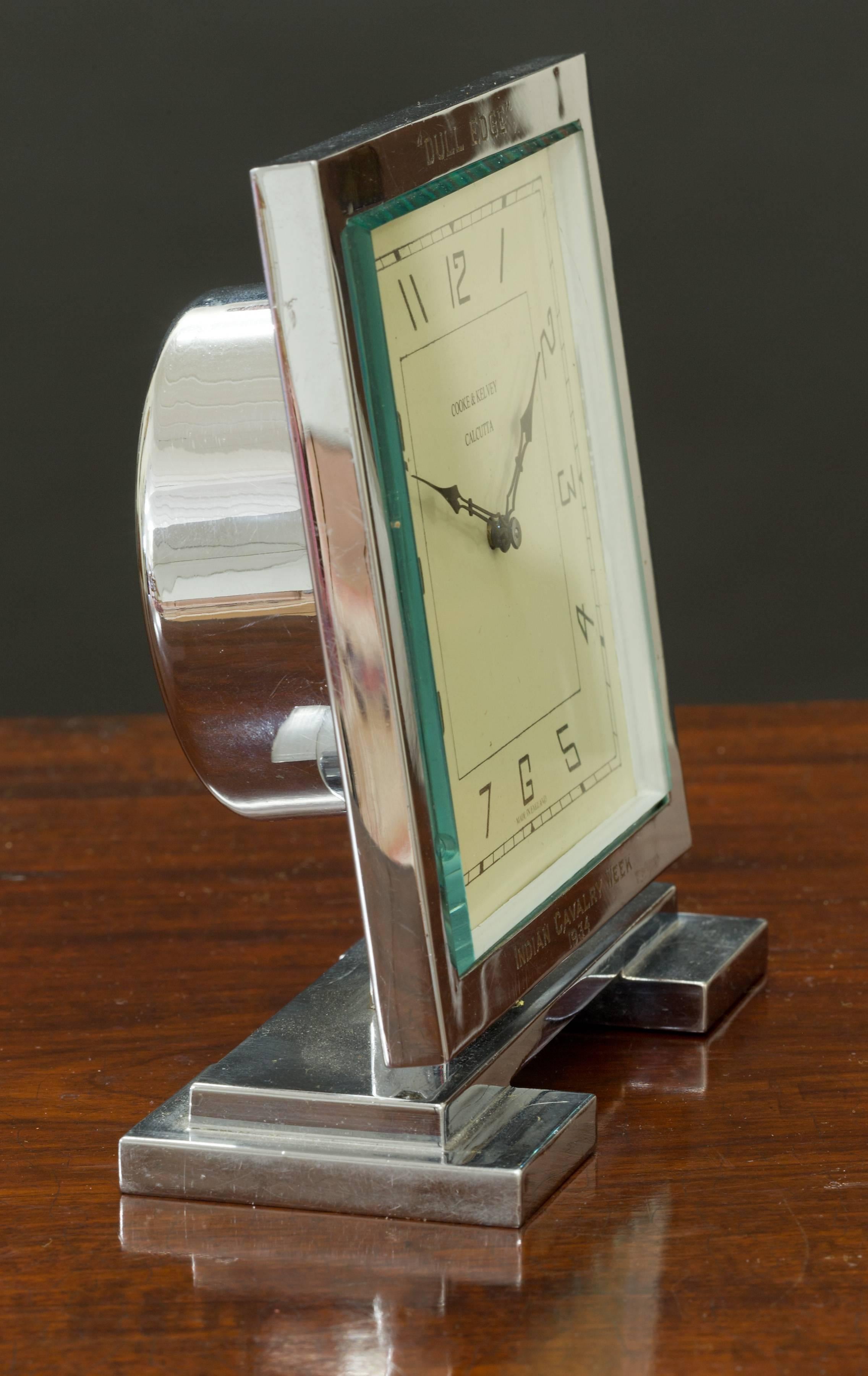 Great Britain (UK) Art Deco Chrome Mantel Clock For Sale