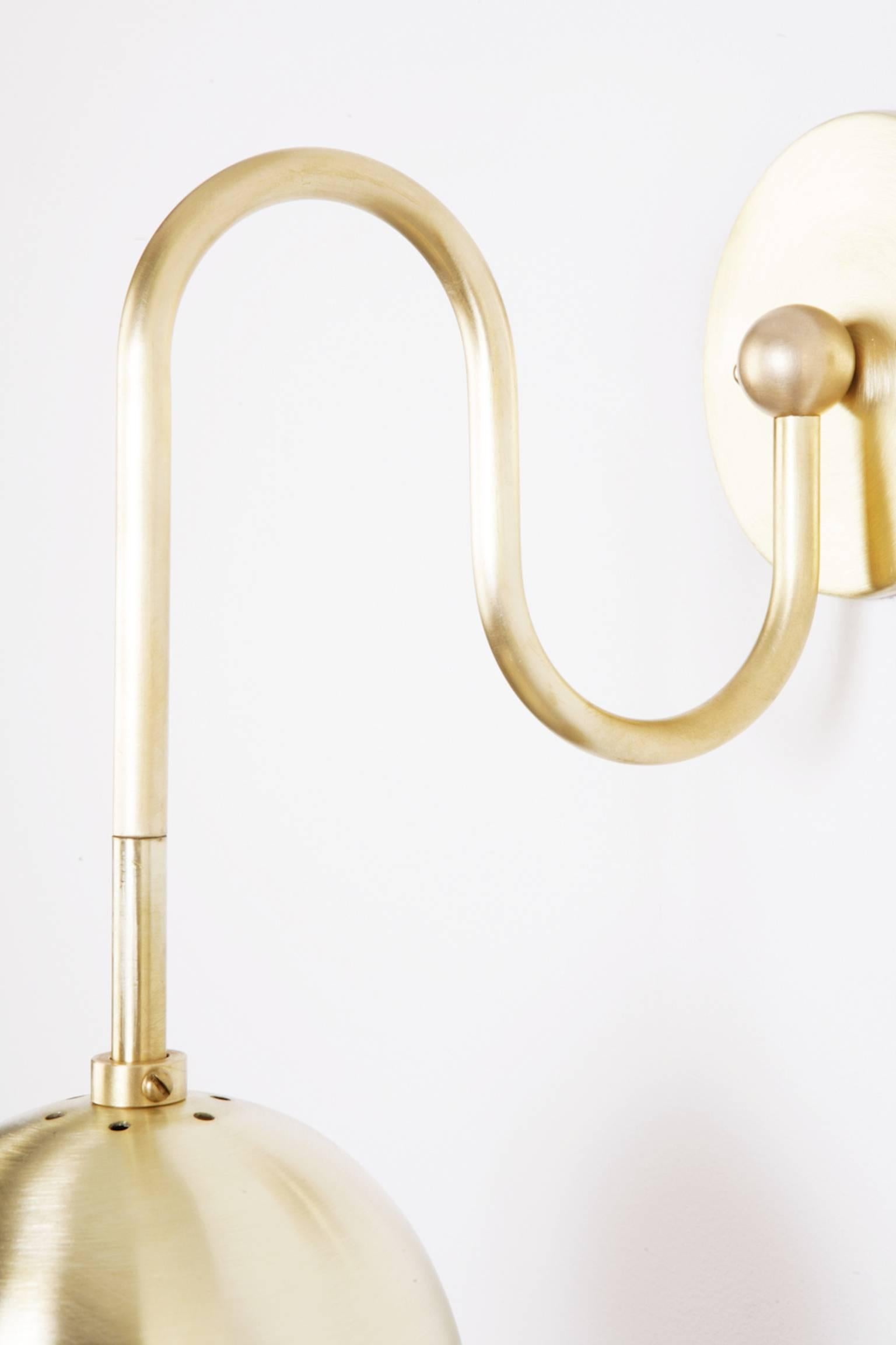 American Balise Sconce in Brass Finish with Brass Details and Opal Glass Globe