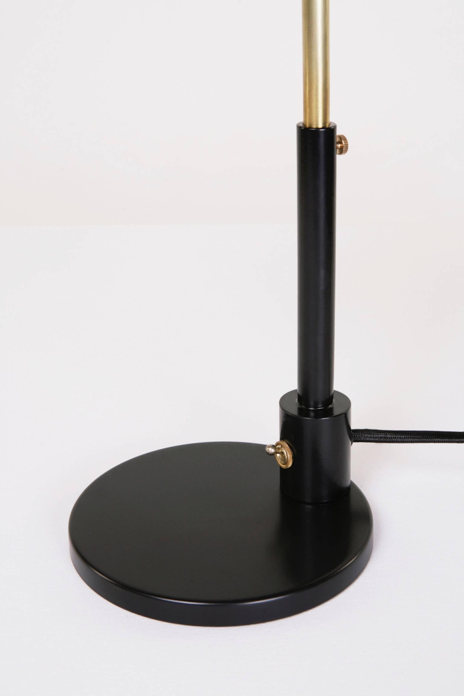 American Navire Table Lamp solid brass arm and tilting brass shade black powder coat