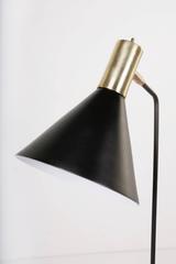 Torche Reading Light In Darkened Steel With Brass Shade and Cylindrical Base